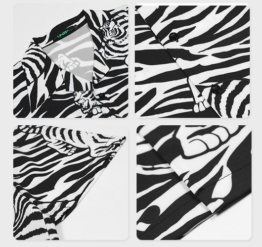 Camisa Hombre Rayas Tigre Manga Corta Suelta - Image 6