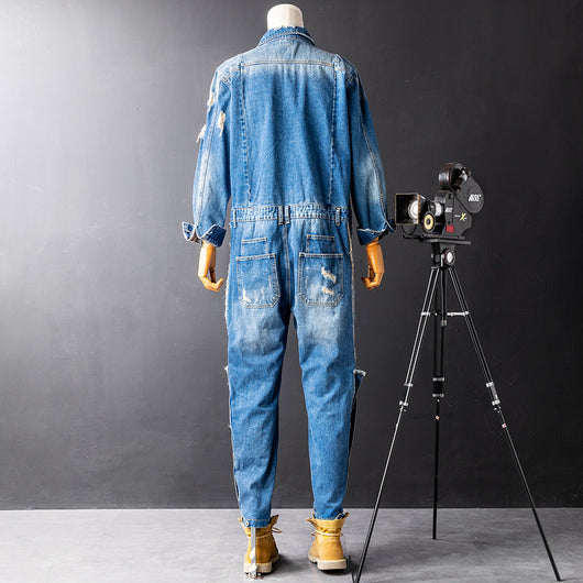 Mono Cargo Hip Hop Denim Rotos con Lavado Urbano - Image 2