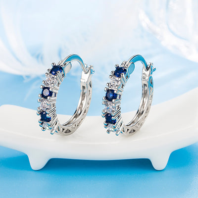 Aretes de Diamantes y Cristal Azul Zircón - Diseño Europeo Elegante - Image 7