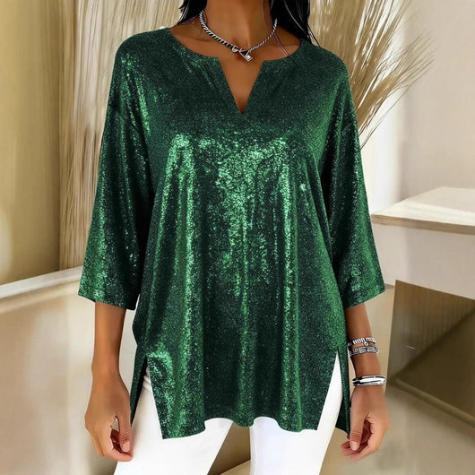 Blusa Navideña Brillante de Manga Larga para Mujer - Image 4