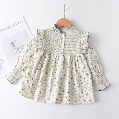 Blusa Infantil Floral de Algodón Manga Larga para Niñas
