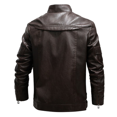 Abrigo de Cuero Suelto con Solapas para Hombre - Image 11