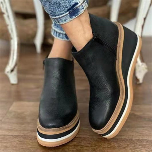 Botas Cuña Tacón Alto Boca Baja para Mujer