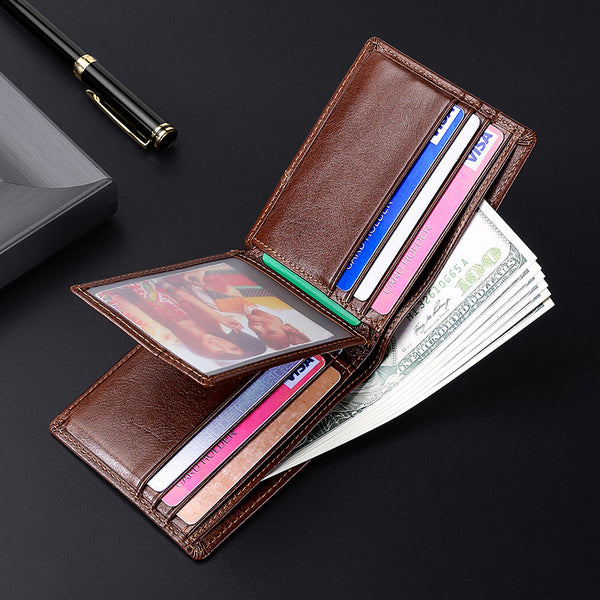 Cartera de Cuero Retro Antirrobo con Protección RFID para Hombre