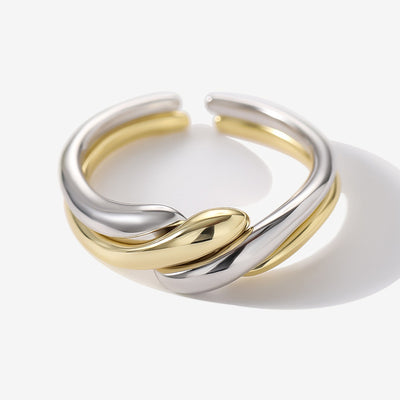 Anillo de Plata S925 con Textura de Ondas Irregulares para Mujer - Image 2