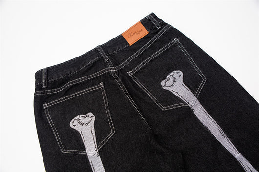 Jeans Negros con Bordado de Calavera para Hombre - Image 13