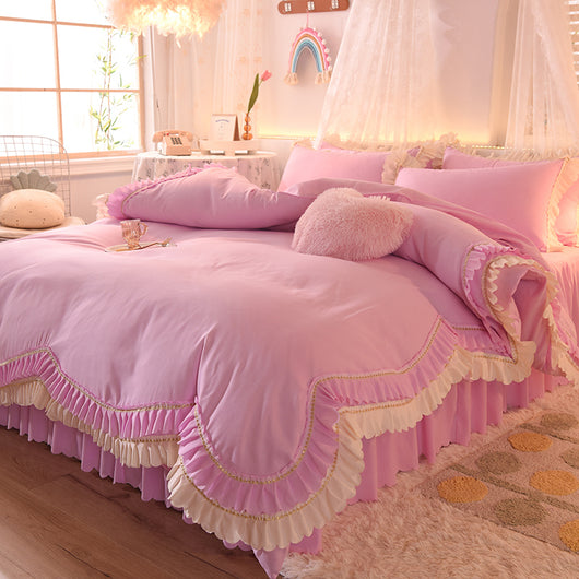 Juego de Cama Lujo Nude Princesa Durmiente con Encaje Floral - Juego de 4 Piezas - Image 32
