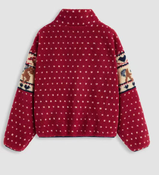 Abrigo de Lana con Cierre y Bolsillos - Diseño Navideño Alce y Copos de Nieve - Image 12
