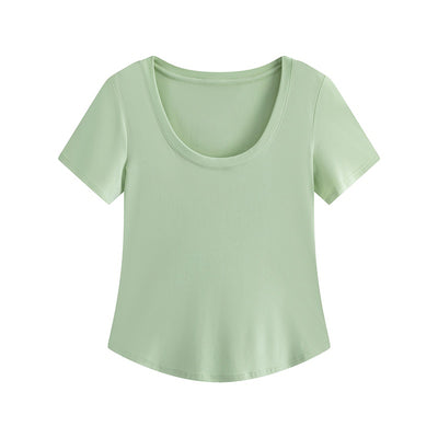 Blusa Slim Fit Escote U Manga Corta Efecto Adelgazante - Image 13