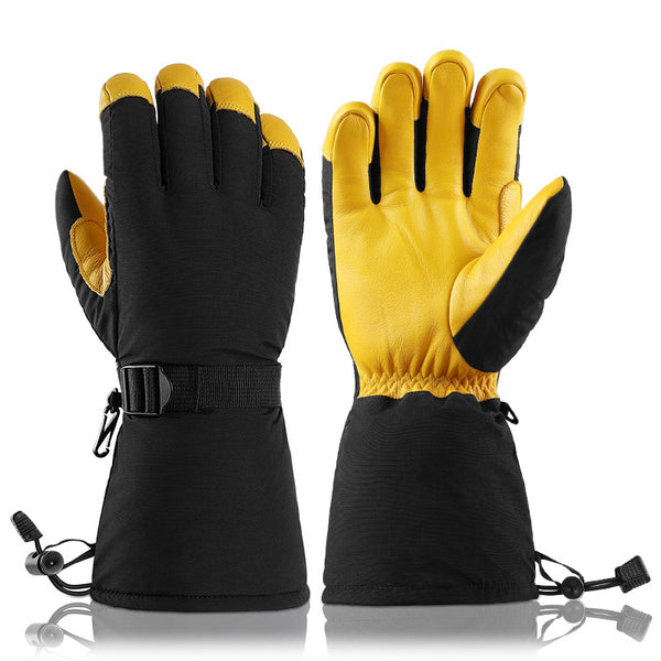 Guantes Largos de Cuero Forrados en Lana Polar - Resistentes al Frío