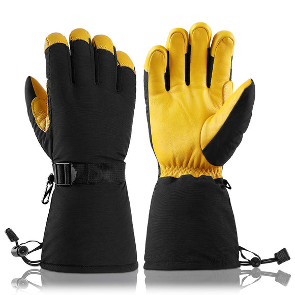 Guantes Largos de Cuero Forrados en Lana Polar - Resistentes al Frío