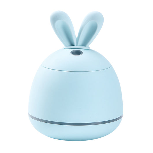 Cute pink rabbit desktop mini USB humidifier with a silver band, featuring a compact egg shape and bunny ears. - Image 16