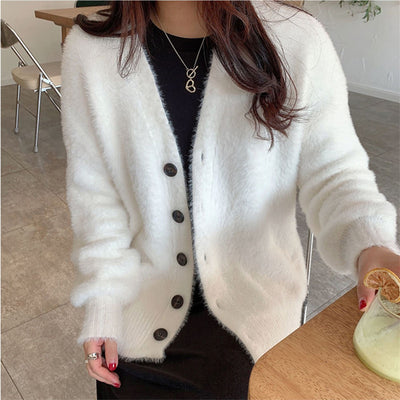 Abrigo Sweater de Piel de Visón Artificial Estilo Coreano para Mujer - Image 33