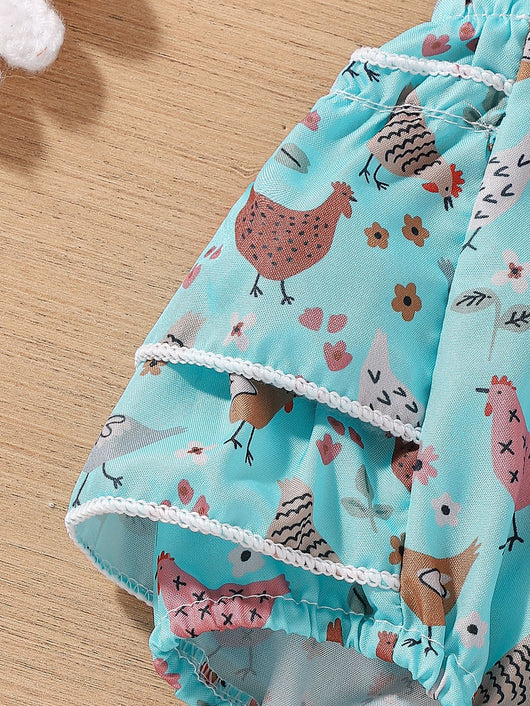 Vestido Infantil Pollo Cartoon con Mangas Volantes - Image 35