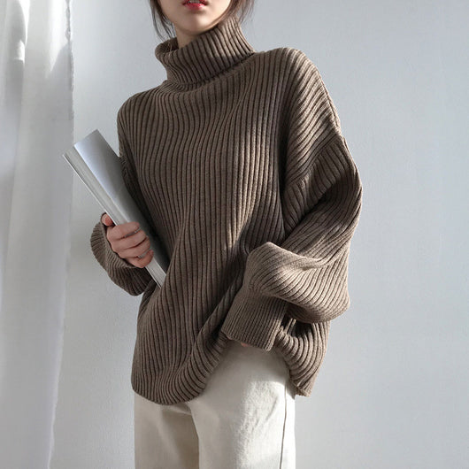 Suéter Suelto de Cuello Alto para Mujer - Abrigo Grueso y Cálido - Image 13