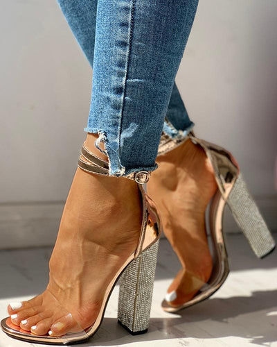 Sandalias de Tacón Grueso con Strass y Hebilla - Estilo Sexy y Sofisticado - Image 10