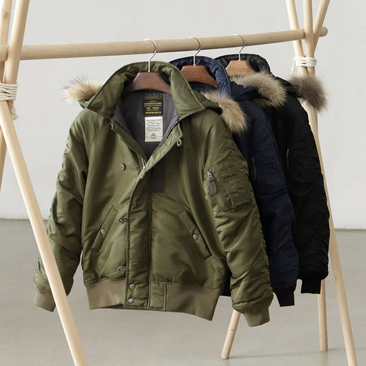 Chamarra Retro para Hombre con Cuello de Pelaje Grueso