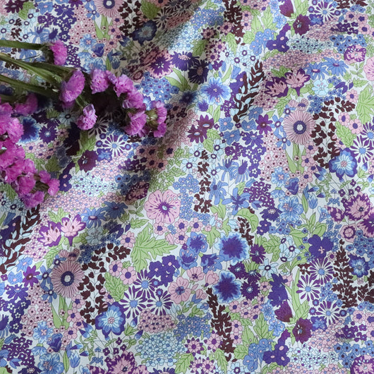 CIARA Florales Púrpura 80 Piezas Tela de Algodón Popelina LIBERTY Alto Gramaje