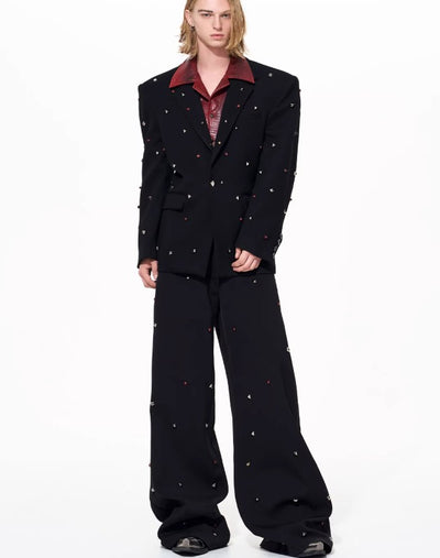 Conjunto Chaqueta y Pantalón Efecto Cuero Negro con Tachuelas - Image 11