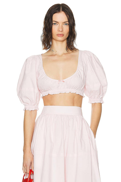 Conjunto Crop Top con Mangas Abullonadas y Falda Cintura Alta - Image 4
