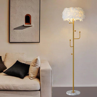 Lámpara de Pie con Plumas Decorativas para Sala de Estar - Image 10