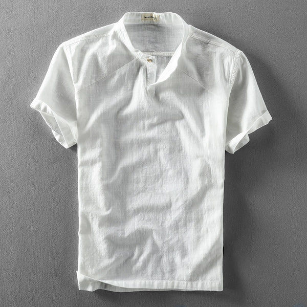 Camisa Suelta Estilo Chino de Algodón y Lino con Cuello Mao - Image 4