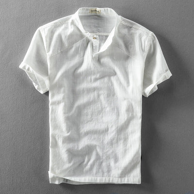 Camisa Suelta Estilo Chino de Algodón y Lino con Cuello Mao - Image 4