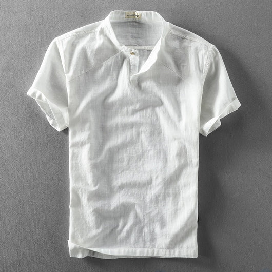 Camisa Suelta Estilo Chino de Algodón y Lino con Cuello Mao - Image 4