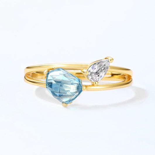 Anillo de Topacio Azul Cielo Lujo Minimalista - Image 8