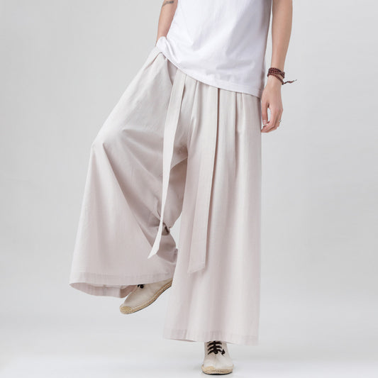 Pantalones Holgados de Algodón y Lino Talla Grande Estilo Chino para Hombre - Image 2