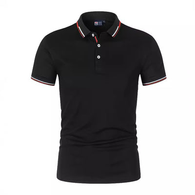 Polo Clásico Liso para Hombre con Cuello de Pie y Mangas Cortas