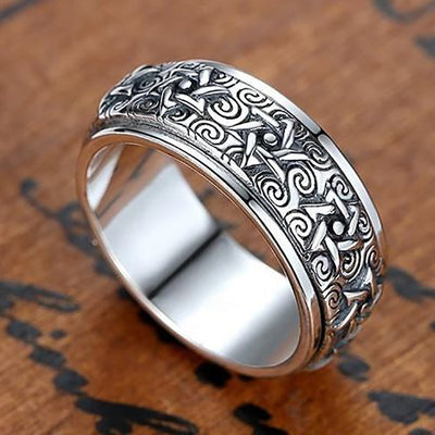 Anillo de Plata S925 Hexagrama Retro Ancho para Hombre - Image 3