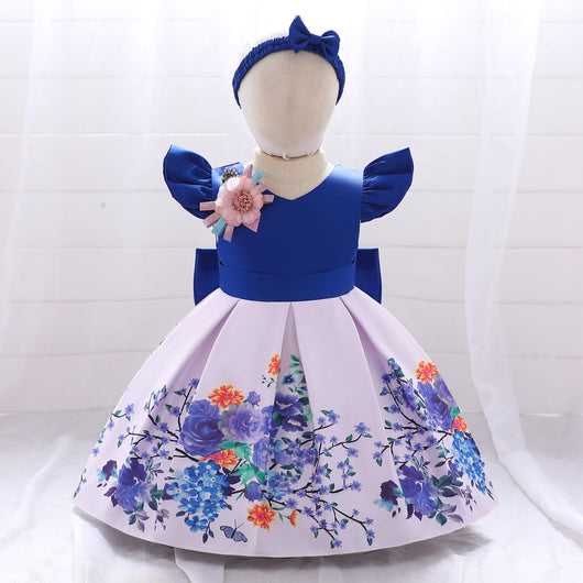 Vestido Princesa Estampado Forjado con Diadema - Image 4