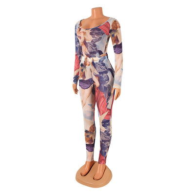 Jumpsuit Ajustado de Malla Transparente con Mangas Largas - Image 9