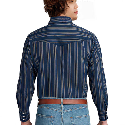 Camisa Occidental a Rayas de Manga Larga para Hombre - Image 4