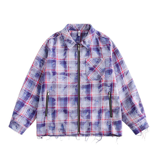 Camisa de Cuadros Desgastada de Manga Larga para Hombre - Image 7