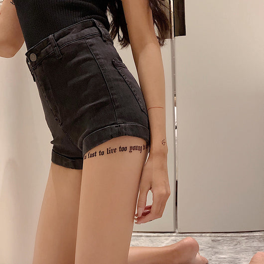 Shorts de Mezclilla Cintura Alta Levantacaderas Pierna Ancha
