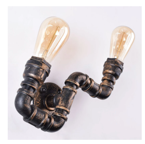 Lámpara de Pared Tubería de Agua Retro Hierro Forjado para Dormitorio - Image 10