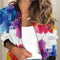 Abrigo Cardigan Estampado con Cuello Alto Suelto para Mujer