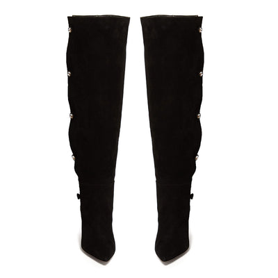 Botas Altas Negras de Tacón Fino Punta Afilada - Image 8