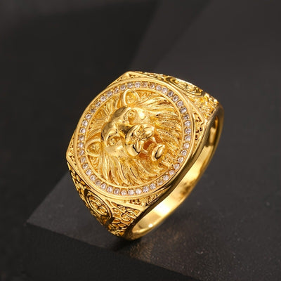 Anillo de Oro 18K para Hombre con Diseño de León Engastado en Diamantes - Image 3