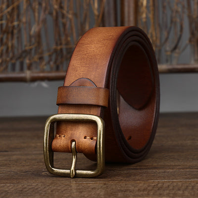 Cinturón de Cuero Genuino para Hombre con Hebilla de Cobre - Estilo Vintage - Image 12