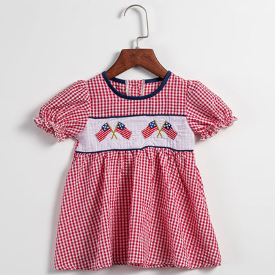 Vestido Infantil Festivo a Cuadros con Bordados para el Día de la Independencia - Image 13
