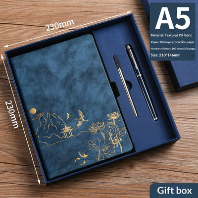 Set de Cuaderno A5 Estilo Chino Vintage para Negocios y Oficina en Caja de Regalo - Image 13