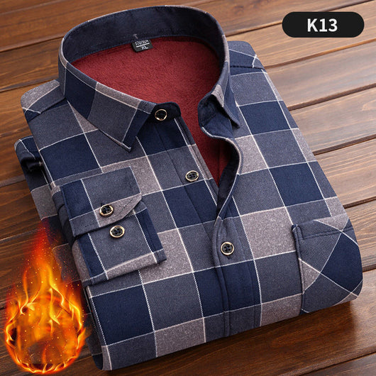 Camisa Cálida Acolchada de Terciopelo para Hombre Talla Grande - Image 11