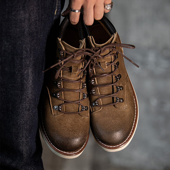 Botas de Montaña Retro Caña Alta en Cuero para Hombre