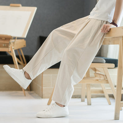 Pantalones Casuales de Algodón y Lino Hombre - Corte Recto Relajado - Image 9