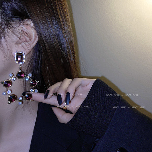 Aretes Circulares de Diamante Brillante con Perla de Cristal - Image 7
