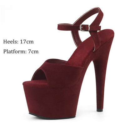 Sandalias de Tacón Alto 17cm Efecto Gamuza Modelo Pasarela - Image 6