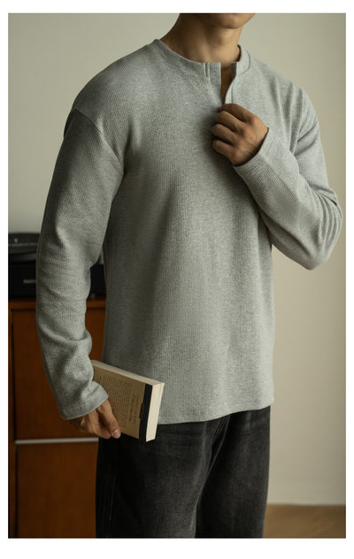 Camiseta Básica Cuello V Manga Larga para Hombre - Image 20